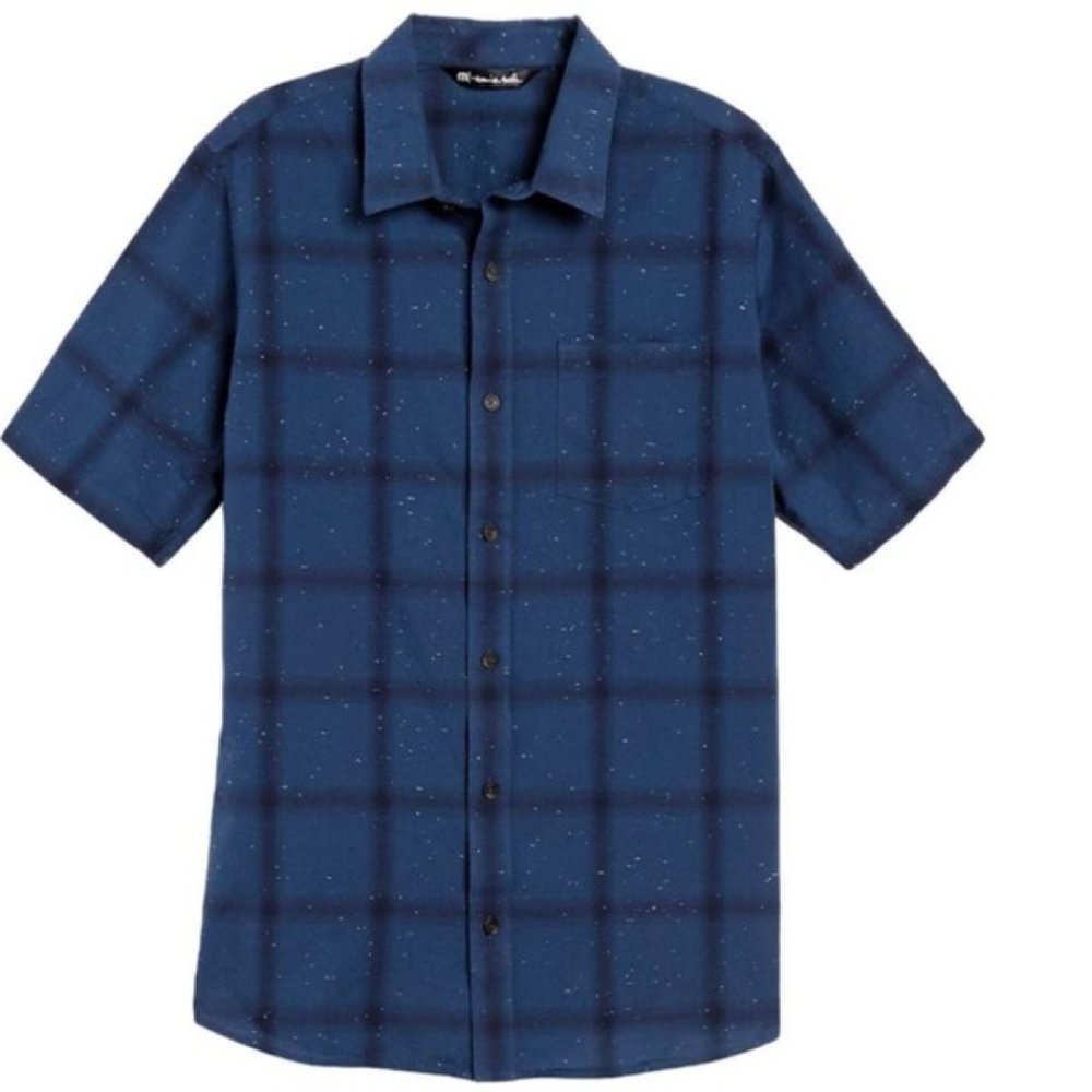 Travis Mathew Blue Navy Short Sleeve Button Up Collar Men's Golf Shirt Size XL